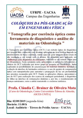 Colóquios da Pós-Graduação em Engenharia Física – 02/09/2019