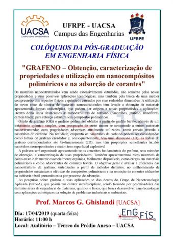 Colóquios da Pós-Graduação em Engenharia Física – Programação 17/04/2019 Colóquios da Pós-Graduação em Engenharia Física – Programação 17/04/2019
