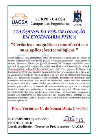 Colóquios da Pós-Graduação em Engenharia Física – 26/08/2019